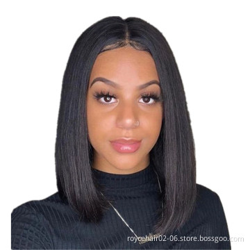 12a 150 Density 100% Brazilian Virgin Remy Human Hair Cheap T Part Short Bob Lace Front Wigs with Baby Hair